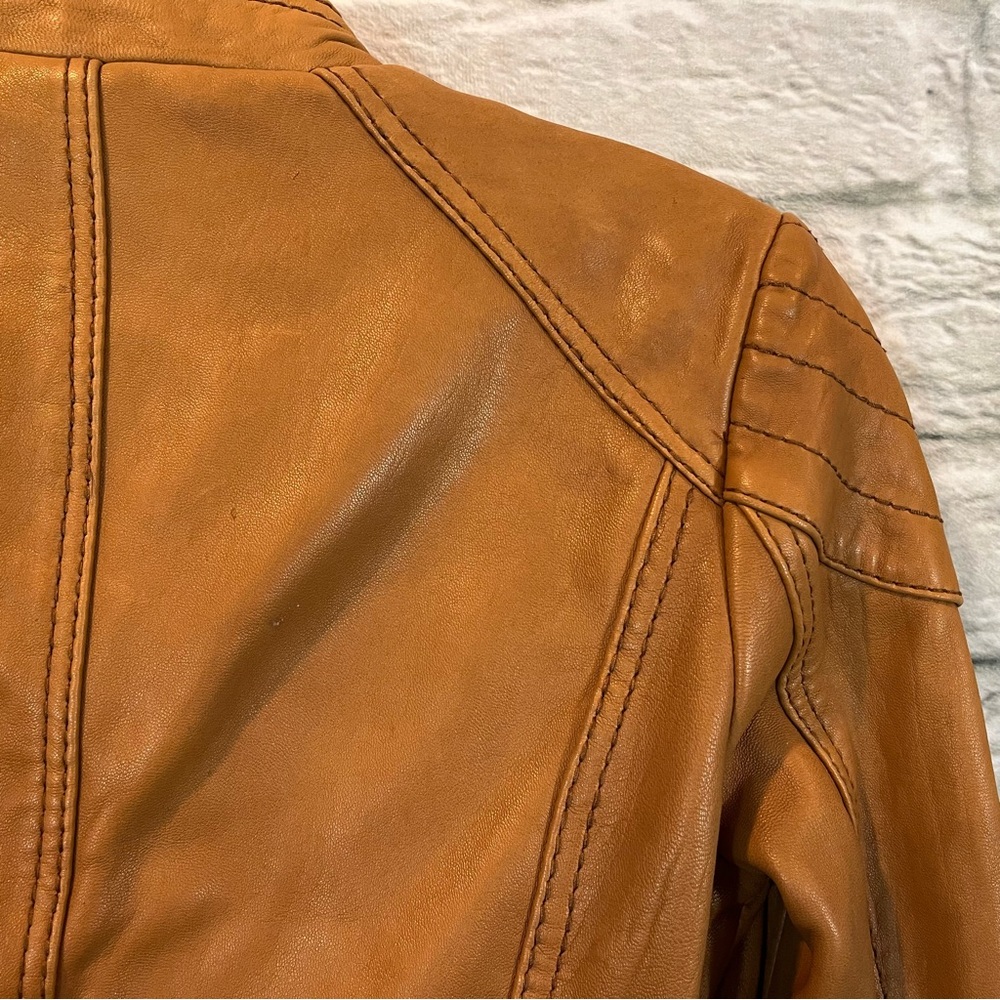 MICHAEL Michael Kors XS Brown Leather Short Moto Jacket -AS IS- - Picture 10 of 16